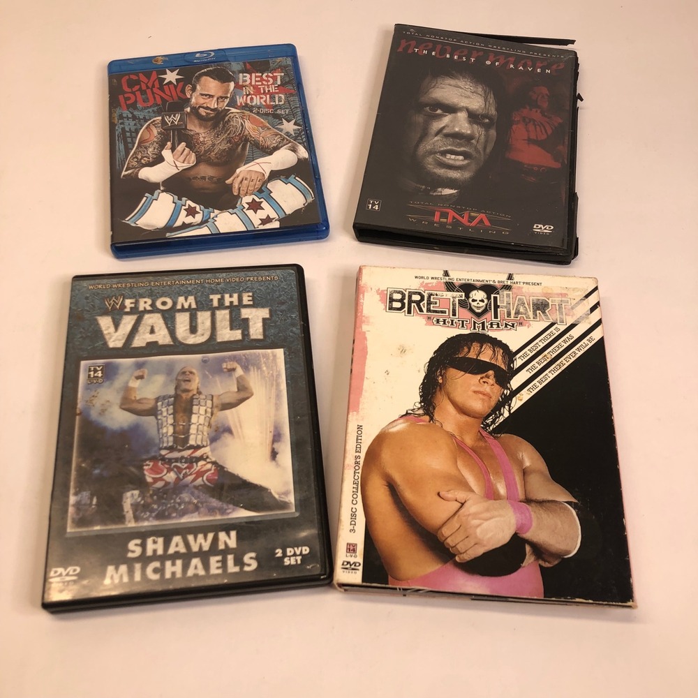 WWE Wrestling DVD Blu-Ray Lot CM Punk Bret Hart Shawn Michaels‎ Raven